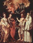 Guido Reni Marienkronung mit Hl. Katharina von Alexandrien, Hl. Johannes Evangelist, Hl. Johannes der Taufer, Hl. Romuald von Camaldoli oil on canvas